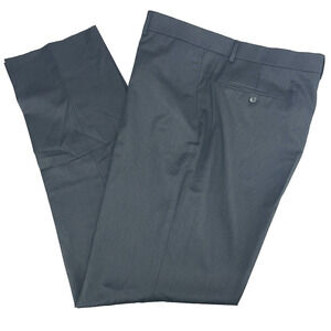 Jos A Bank Mens 45W x 37L Black 100% Wool Dress Pants Flat Front Raw Hem